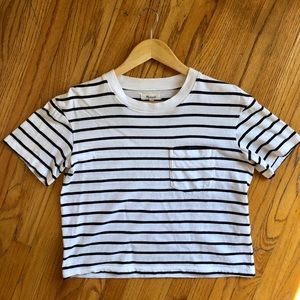 Madewell Cropped + Striped Tee, Size XS